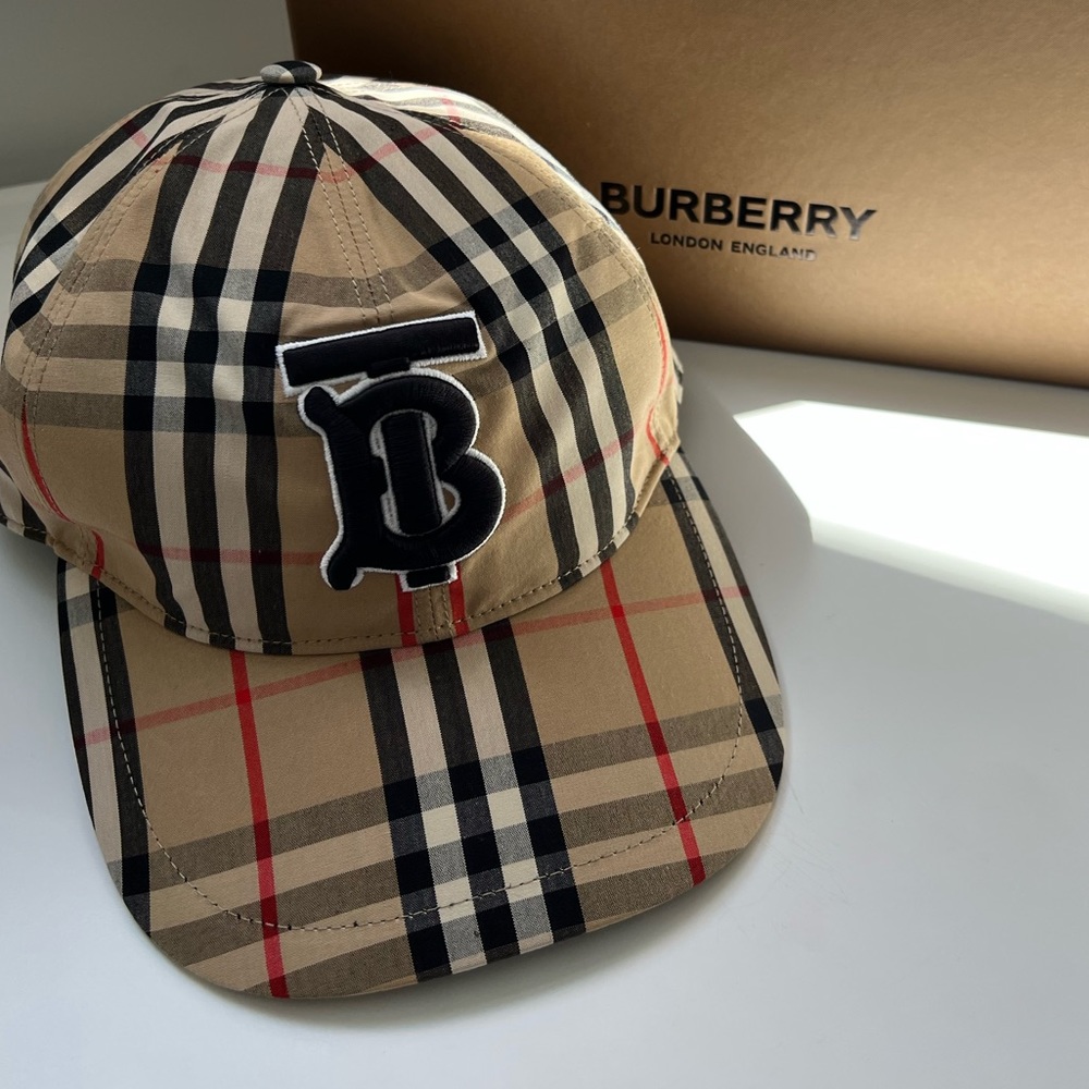 BurberryMonogram Motif Vintage Check Cotton Baseball Cap